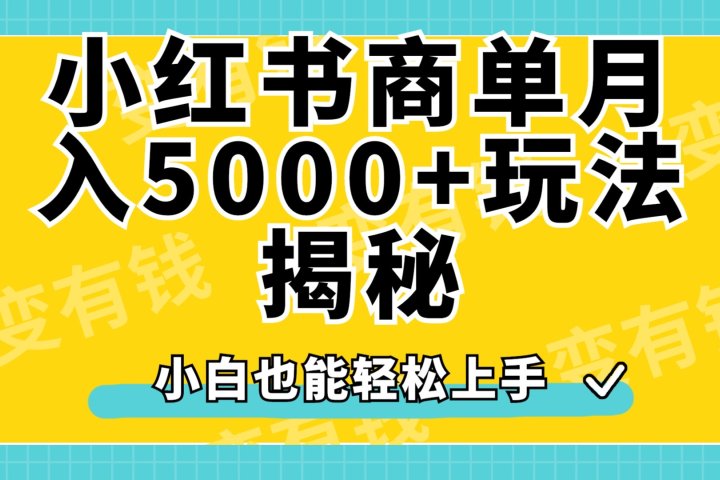小红书商单原创起号玩法揭秘，小白月入5000+副业基地_极客搞钱_中创网_福缘网_冒泡网_资源整合平台副业基地