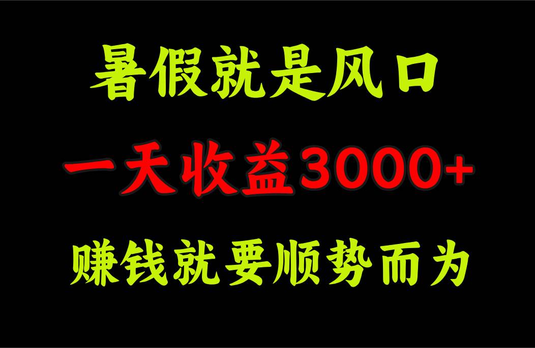 （11670期）一天收益3000+ 赚钱就是顺势而为，暑假就是风口副业基地_极客搞钱_中创网_福缘网_冒泡网_资源整合平台副业基地