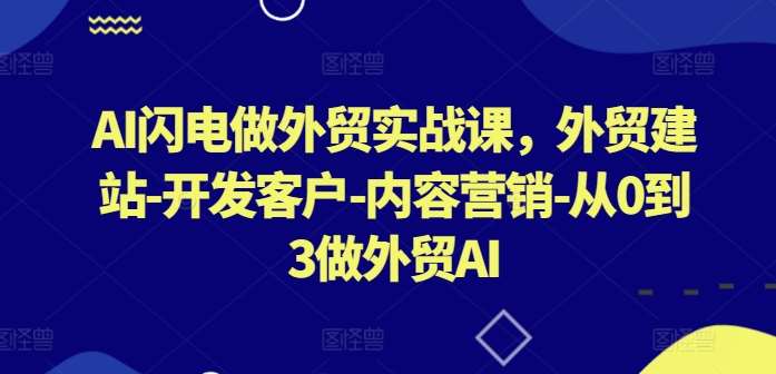 AI闪电做外贸实战课，​外贸建站-开发客户-内容营销-从0到3做外贸AI（更新）副业基地_极客搞钱_中创网_福缘网_冒泡网_资源整合平台副业基地