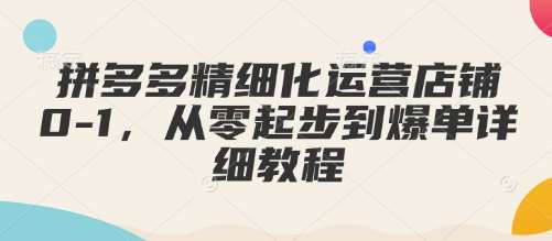 拼多多精细化运营店铺0-1，从零起步到爆单详细教程副业基地_极客搞钱_中创网_福缘网_冒泡网_资源整合平台副业基地