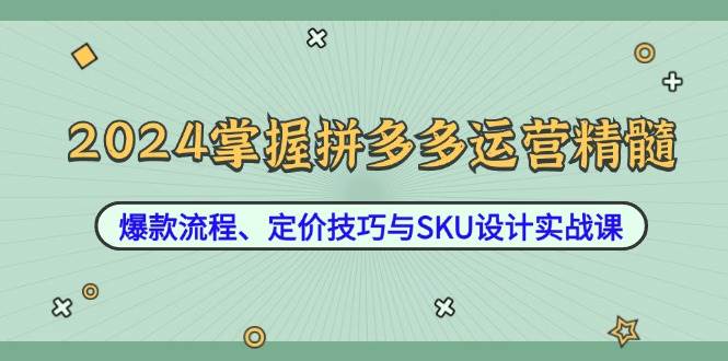 （12703期）2024掌握拼多多运营精髓：爆款流程、定价技巧与SKU设计实战课副业基地_极客搞钱_中创网_福缘网_冒泡网_资源整合平台副业基地