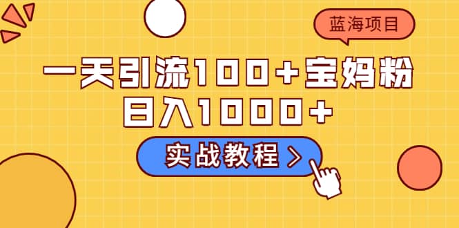 一天引流100+宝妈粉，日入1000+的蓝海项目（实战教程）副业基地_极客搞钱_中创网_福缘网_冒泡网_资源整合平台副业基地