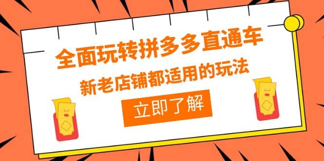 全面玩转拼多多直通车，新老店铺都适用的玩法（12节精华课）副业基地_极客搞钱_中创网_福缘网_冒泡网_资源整合平台副业基地