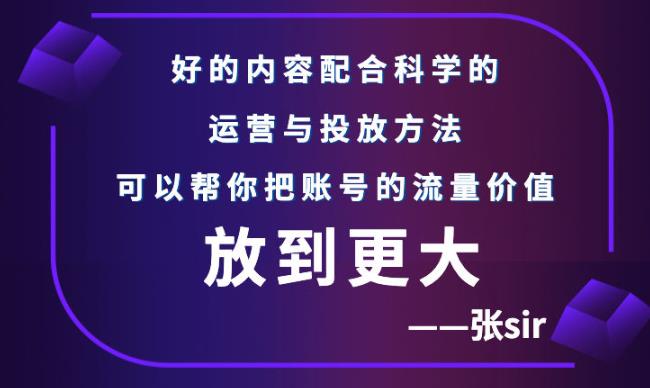 张sir账号流量增长课，告别海王流量，让你的流量更精准副业基地_极客搞钱_中创网_福缘网_冒泡网_资源整合平台副业基地