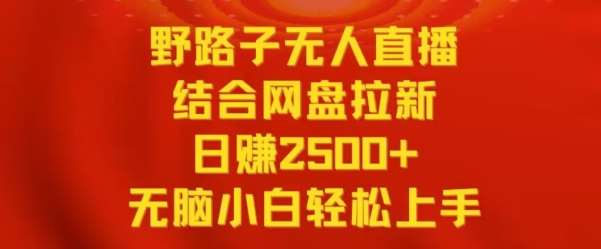 野路子无人直播结合网盘拉新，日赚2500+，小白无脑轻松上手【揭秘】副业基地_极客搞钱_中创网_福缘网_冒泡网_资源整合平台副业基地