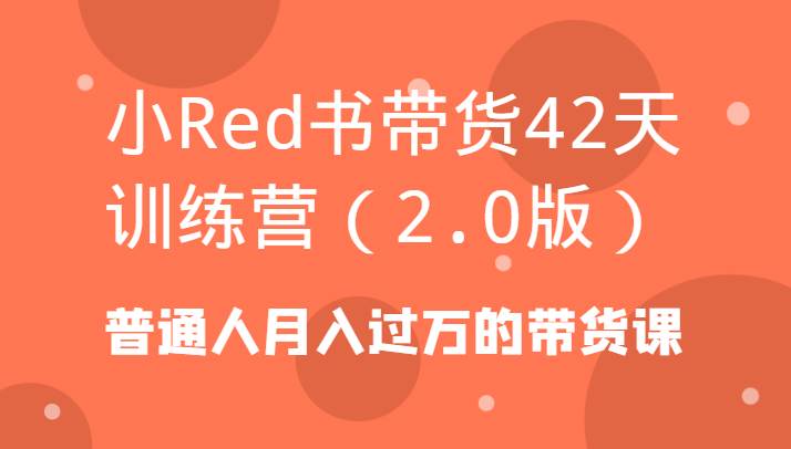 小Red书带货42天训练营（2.0版）普通人月入过万的带货课副业基地_极客搞钱_中创网_福缘网_冒泡网_资源整合平台副业基地