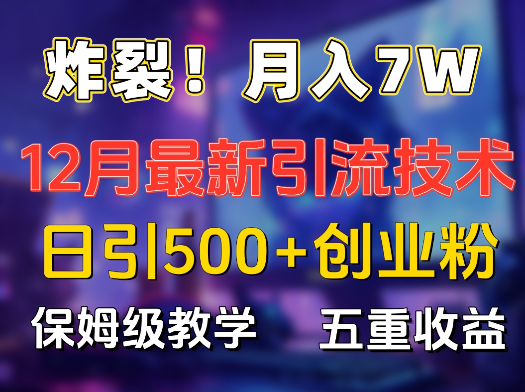 炸裂！月入7W+揭秘12月最新日引流500+精准创业粉，多重收益保姆级教学副业基地_极客搞钱_中创网_福缘网_冒泡网_资源整合平台副业基地