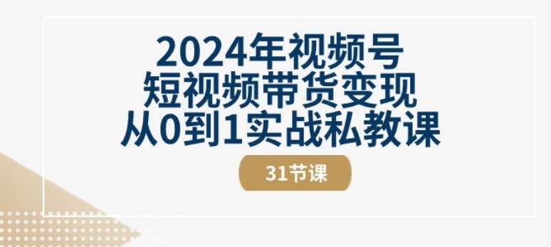 2024年视频号短视频带货变现从0到1实战私教课(31节视频课)副业基地_极客搞钱_中创网_福缘网_冒泡网_资源整合平台副业基地