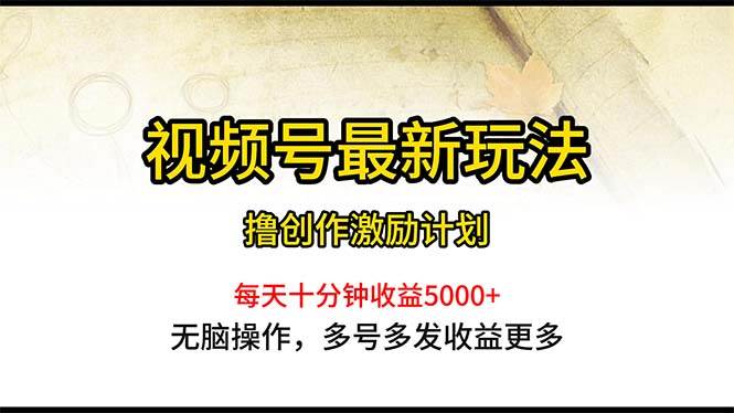 （10591期）视频号最新玩法，每日一小时月入5000+副业基地_极客搞钱_中创网_福缘网_冒泡网_资源整合平台副业基地