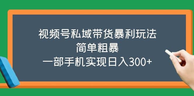 视频号私域带货暴利玩法，简单粗暴副业基地_极客搞钱_中创网_福缘网_冒泡网_资源整合平台副业基地