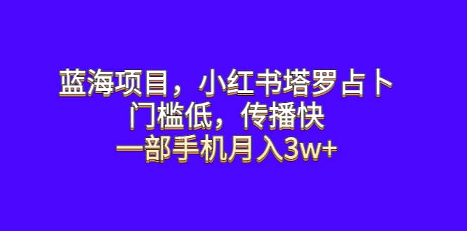 蓝海项目，小红书塔罗占卜，门槛低，传播快，一部手机月入3w+副业基地_极客搞钱_中创网_福缘网_冒泡网_资源整合平台副业基地