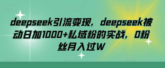 deepseek引流变现，deepseek被动日加1000+私域粉的实战，0粉丝月入过W副业基地_极客搞钱_中创网_福缘网_冒泡网_资源整合平台副业基地