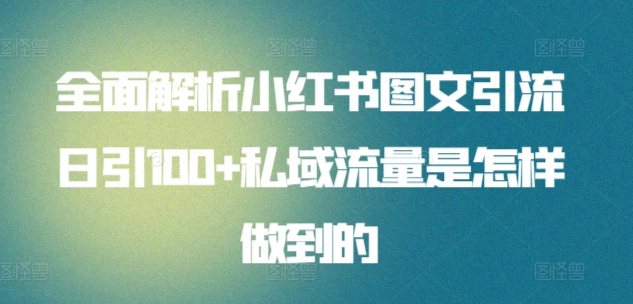 暴力引流 小红书图文引流日引100私域全面拆解【打粉人必看】副业基地_极客搞钱_中创网_福缘网_冒泡网_资源整合平台副业基地