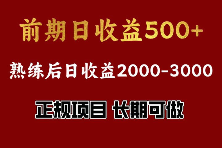 前期日收益500，熟悉后日收益2000左右，正规项目，长期能做，兼职全职都行副业基地_极客搞钱_中创网_福缘网_冒泡网_资源整合平台副业基地