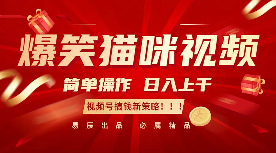 爆笑猫咪视频：简单操作，日入过千，视频号搞钱新策略！副业基地_极客搞钱_中创网_福缘网_冒泡网_资源整合平台副业基地