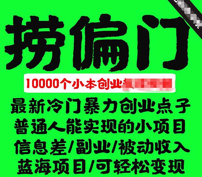 千款捞偏门小本创业小项目，总有一款适合你【无水印】副业基地_极客搞钱_中创网_福缘网_冒泡网_资源整合平台副业基地