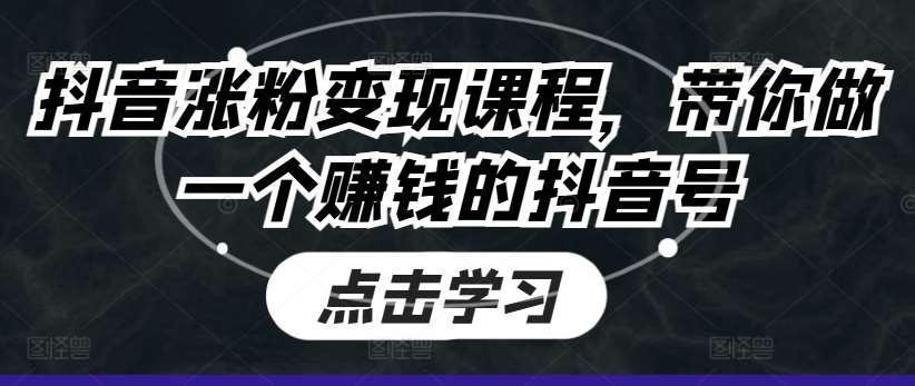 抖音涨粉变现课程，带你做一个赚钱的抖音号副业基地_极客搞钱_中创网_福缘网_冒泡网_资源整合平台副业基地