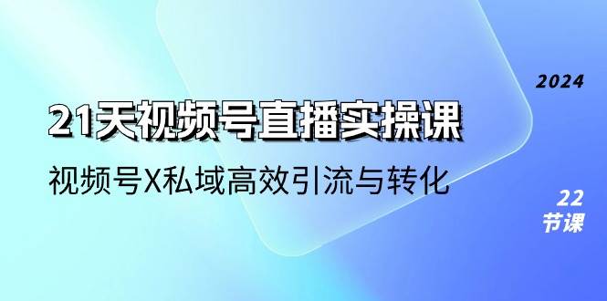 21天视频号直播实操课，视频号X私域高效引流与转化（22节课）副业基地_极客搞钱_中创网_福缘网_冒泡网_资源整合平台副业基地