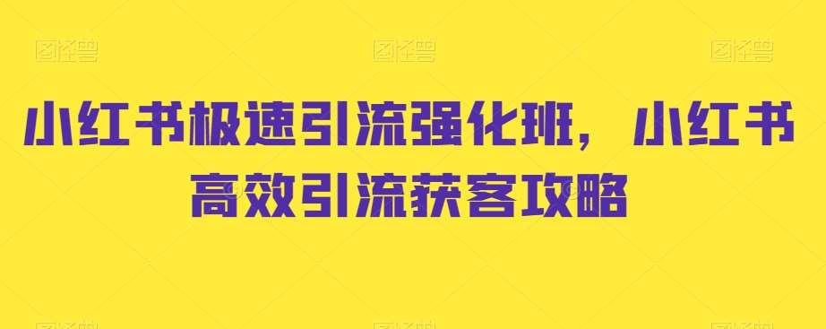 小红书极速引流强化班，小红书高效引流获客攻略副业基地_极客搞钱_中创网_福缘网_冒泡网_资源整合平台副业基地