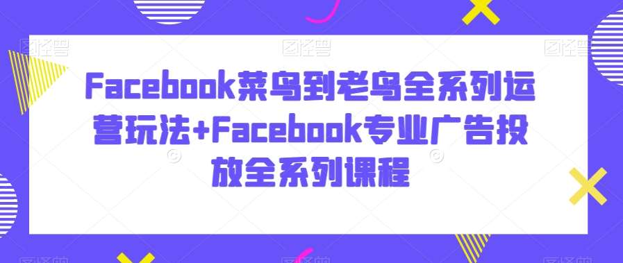 Facebook菜鸟到老鸟全系列运营玩法+Facebook专业广告投放全系列课程副业基地_极客搞钱_中创网_福缘网_冒泡网_资源整合平台副业基地