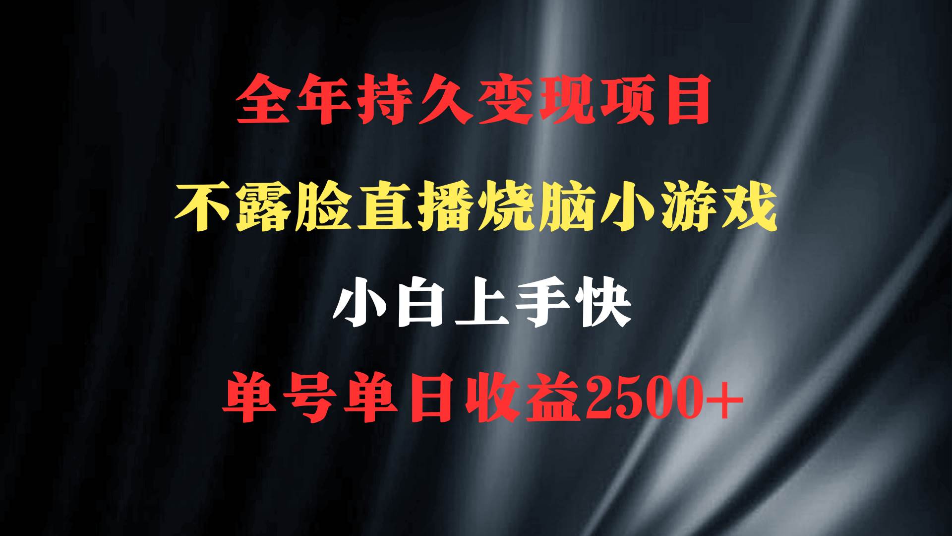 （9168期）2024年 最优项目，烧脑小游戏不露脸直播  小白上手快 无门槛 一天收益2500+副业基地_极客搞钱_中创网_福缘网_冒泡网_资源整合平台副业基地