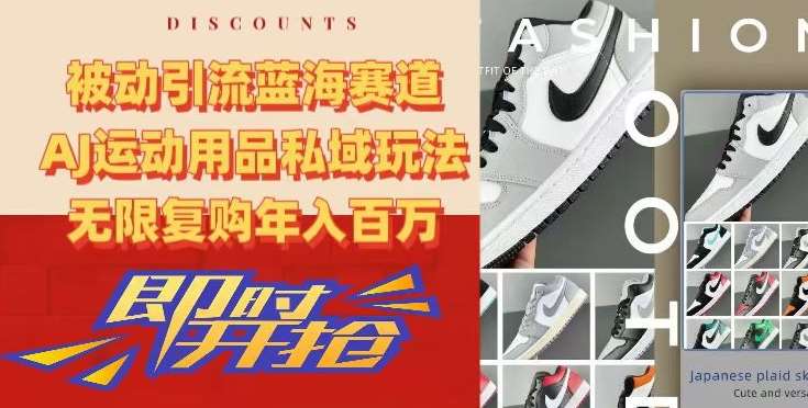 被动引流蓝海赛道，AJ运动用品私域玩法，无限复购年入百万【揭秘】副业基地_极客搞钱_中创网_福缘网_冒泡网_资源整合平台副业基地