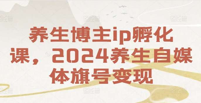 养生博主ip孵化课，2024养生自媒体旗号变现副业基地_极客搞钱_中创网_福缘网_冒泡网_资源整合平台副业基地