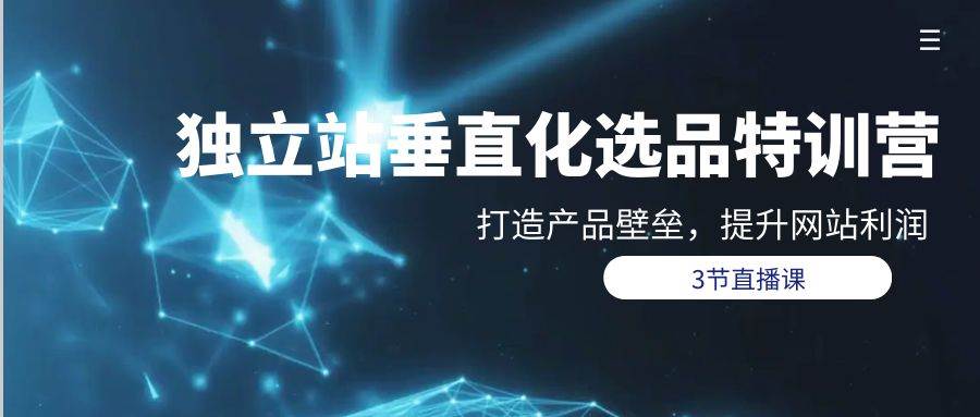 （9925期）独立站-垂直化选品训练营，打造产品壁垒，提升网站利润（3节直播课）副业基地_极客搞钱_中创网_福缘网_冒泡网_资源整合平台副业基地