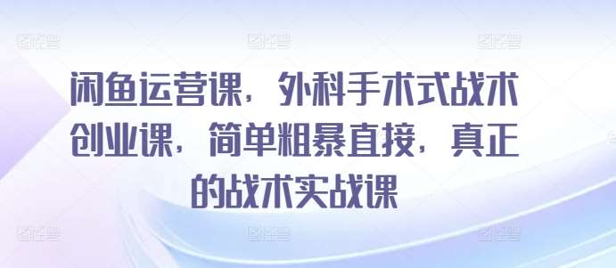 闲鱼运营课，外科手术式战术创业课，简单粗暴直接，真正的战术实战课副业基地_极客搞钱_中创网_福缘网_冒泡网_资源整合平台副业基地