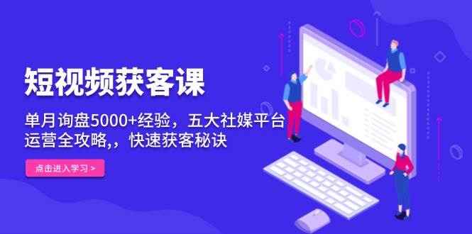（13715期）短视频获客课，单月询盘5000+经验，五大社媒平台运营全攻略,，快速获客…副业基地_极客搞钱_中创网_福缘网_冒泡网_资源整合平台副业基地