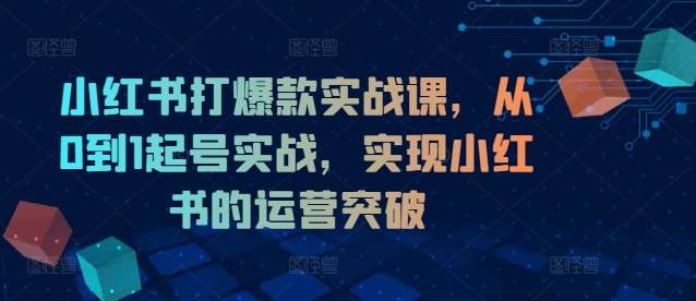 小红书打爆款实战课，从0到1起号实战，实现小红书的运营突破副业基地_极客搞钱_中创网_福缘网_冒泡网_资源整合平台副业基地