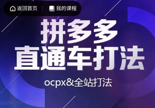 互力·拼多多直通车打法，ocpx&全站打法副业基地_极客搞钱_中创网_福缘网_冒泡网_资源整合平台副业基地