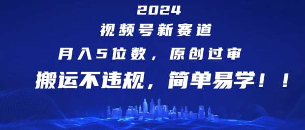 2024视频号新赛道，月入5位数+，原创过审，搬运不违规，简单易学【揭秘】副业基地_极客搞钱_中创网_福缘网_冒泡网_资源整合平台副业基地