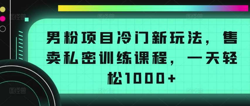 男粉项目冷门新玩法，售卖私密训练课程，一天轻松1000+【揭秘】副业基地_极客搞钱_中创网_福缘网_冒泡网_资源整合平台副业基地