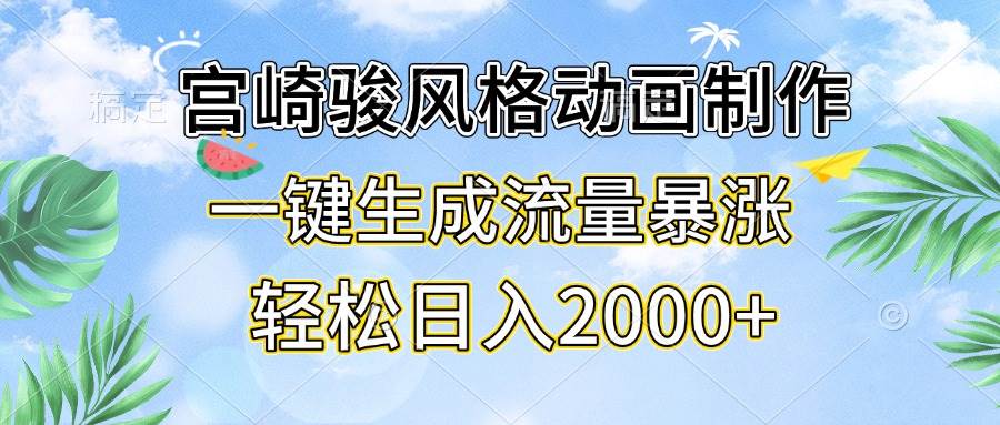 （13386期）宫崎骏风格动画制作，一键生成流量暴涨，轻松日入2000+副业基地_极客搞钱_中创网_福缘网_冒泡网_资源整合平台副业基地