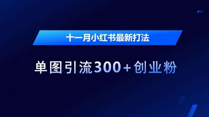 十一月小红书最新打法，单图引流300+创业粉【揭秘】副业基地_极客搞钱_中创网_福缘网_冒泡网_资源整合平台副业基地
