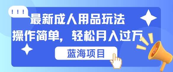 最新成人用品项目玩法，操作简单，动动手，轻松日入几张【揭秘】副业基地_极客搞钱_中创网_福缘网_冒泡网_资源整合平台副业基地