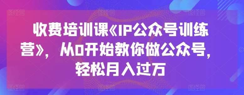 收费培训课《IP公众号训练营》，从0开始教你做公众号，轻松月入过万副业基地_极客搞钱_中创网_福缘网_冒泡网_资源整合平台副业基地