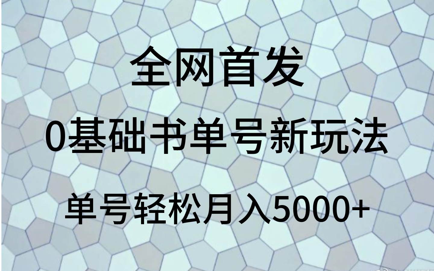 0基础书单号新玩法，操作简单，单号轻松月入5000+副业基地_极客搞钱_中创网_福缘网_冒泡网_资源整合平台副业基地