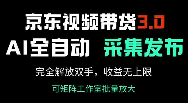 京东视频带货3.0，Ai全自动采集+自动发布，完全解放双手，收入无上限副业基地_极客搞钱_中创网_福缘网_冒泡网_资源整合平台副业基地