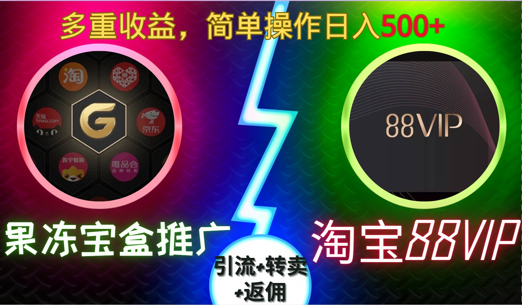 果冻宝盒推广88VIP，引流+转卖+返佣，多重收益，简单操作日入500+副业基地_极客搞钱_中创网_福缘网_冒泡网_资源整合平台副业基地