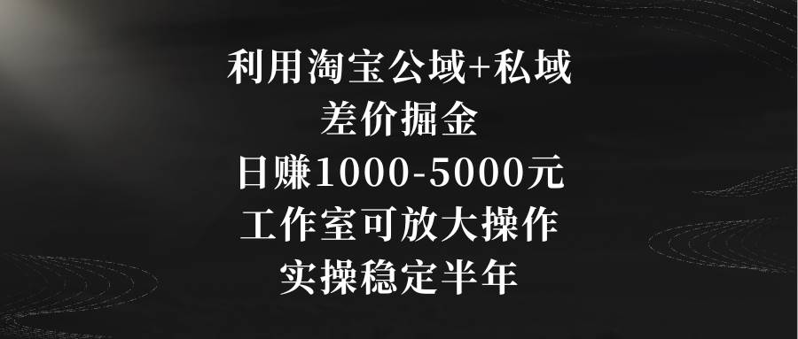 （8952期）利用淘宝公域+私域差价掘金，日赚1000-5000元，工作室可放大操作，实操…副业基地_极客搞钱_中创网_福缘网_冒泡网_资源整合平台副业基地