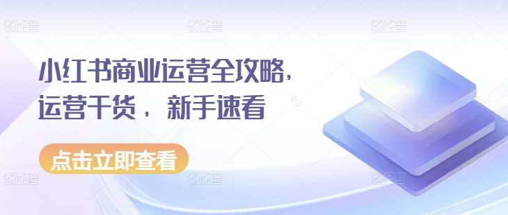小红书商业运营全攻略，运营干货 ，新手速看副业基地_极客搞钱_中创网_福缘网_冒泡网_资源整合平台副业基地