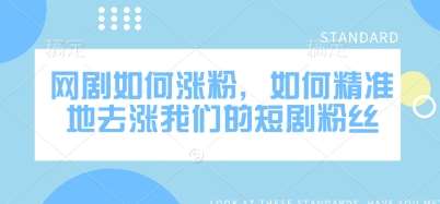 网剧如何涨粉，如何精准地去涨我们的短剧粉丝副业基地_极客搞钱_中创网_福缘网_冒泡网_资源整合平台副业基地