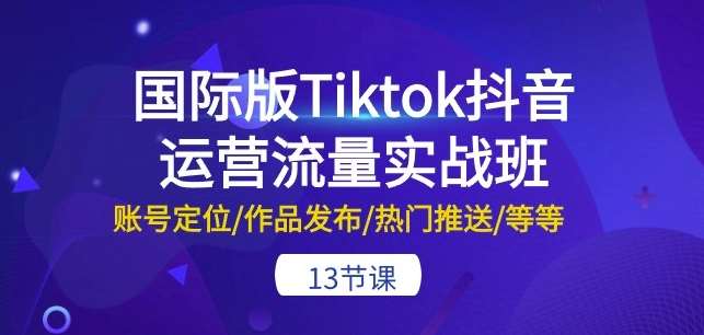 国际版Tiktok抖音运营流量实战班：账号定位/作品发布/热门推送/等等-13节副业基地_极客搞钱_中创网_福缘网_冒泡网_资源整合平台副业基地