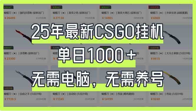 （14178期）25年最新CSGO挂机系统，单日1000+，无需电脑，无需养号，0基础可上手副业基地_极客搞钱_中创网_福缘网_冒泡网_资源整合平台副业基地