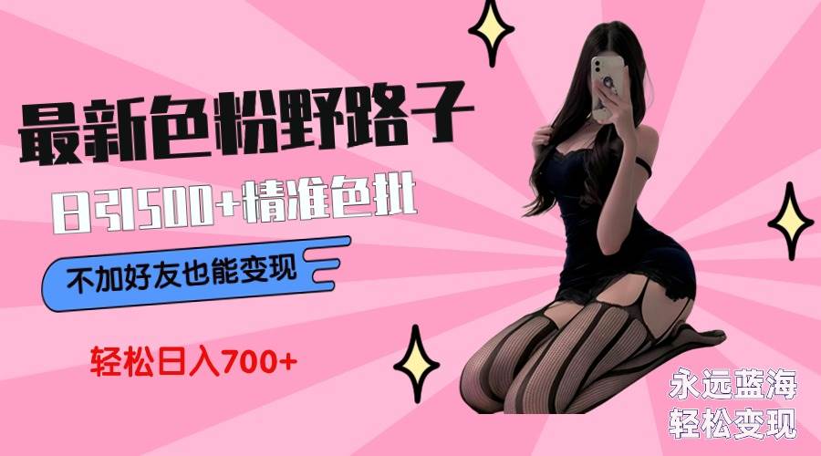 （9119期）最新色粉变现野路子，日引500+老色批 可不加好友直接变现 小白轻松日入700+副业基地_极客搞钱_中创网_福缘网_冒泡网_资源整合平台副业基地