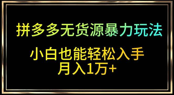 拼多多无货源暴力玩法，全程干货，小白也能轻松入手，月入1万+【揭秘】副业基地_极客搞钱_中创网_福缘网_冒泡网_资源整合平台副业基地