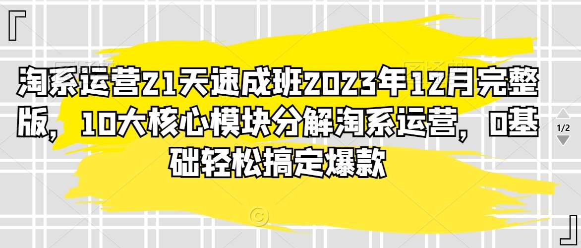 淘系运营21天速成班2023年12月完整版，10大核心模块分解淘系运营，0基础轻松搞定爆款副业基地_极客搞钱_中创网_福缘网_冒泡网_资源整合平台副业基地