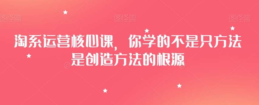 淘系运营核心课，你学的不是只方法是创造方法的根源副业基地_极客搞钱_中创网_福缘网_冒泡网_资源整合平台副业基地